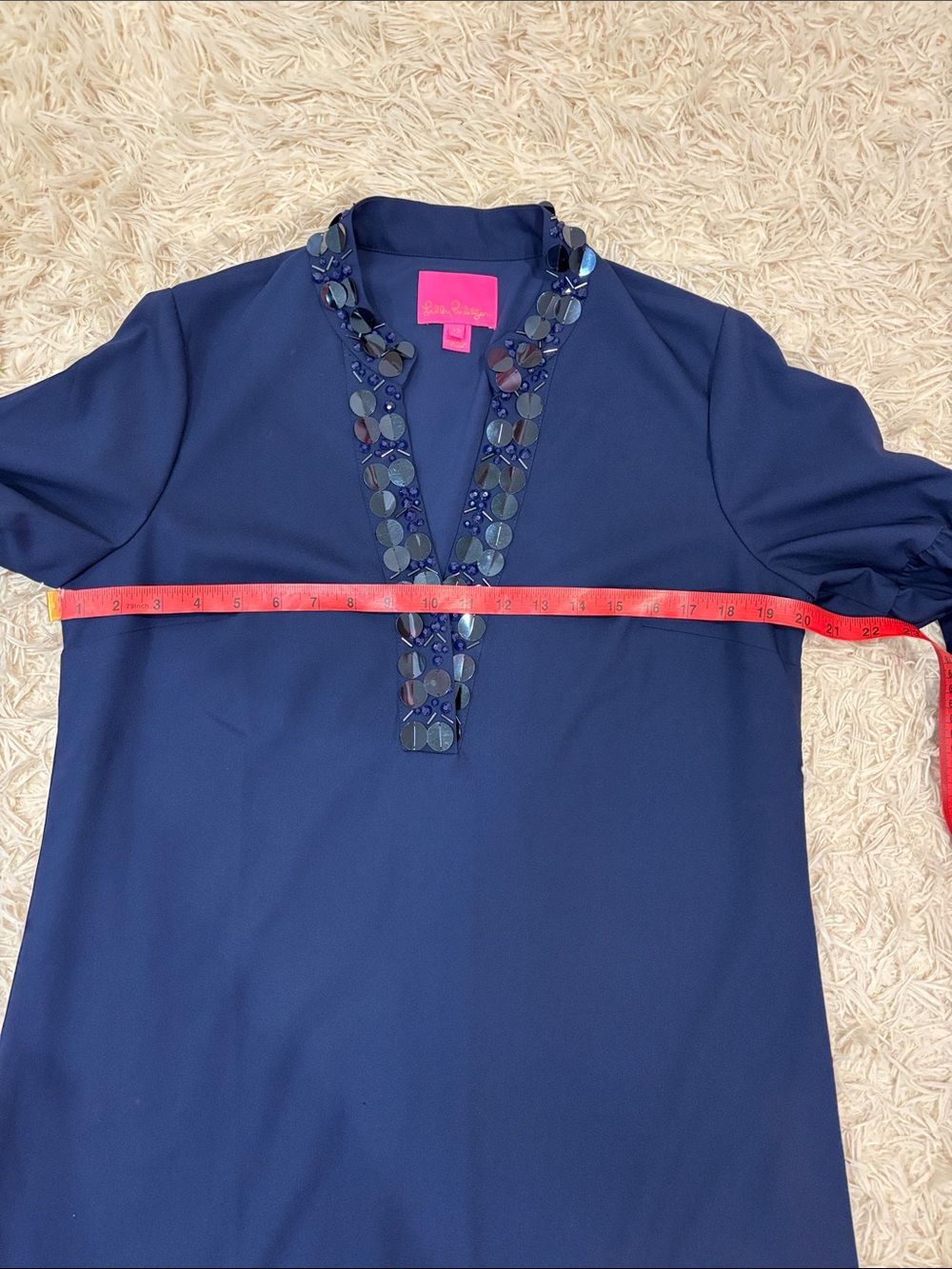 NWOT Lilly Pulitzer Navy Sequin V-Neck Long Sleeve Dress - Picture 4 of 10